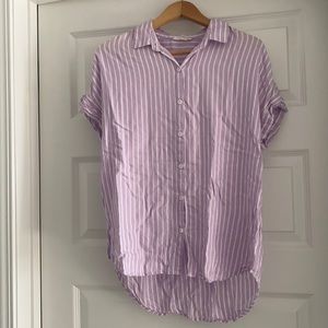 Lilac Short Sleeve Button Up with Cuffed Sleeves